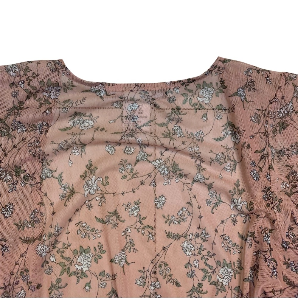 American Rag Cie Pink Floral Cottage Duster Cardigan Kimono Jacket Boho Prairie - Picture 10 of 12